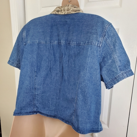 90s Villager Sport Denim Jacket Shirt Sz 3 ~ Pre-Owned With Removable Collar - Picture 10 of 16